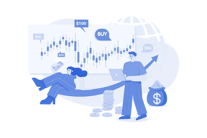 People Trading At Stock Market  Illustration