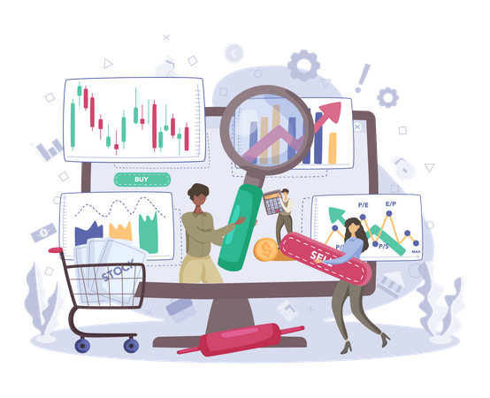 People trading in stock market Illustration