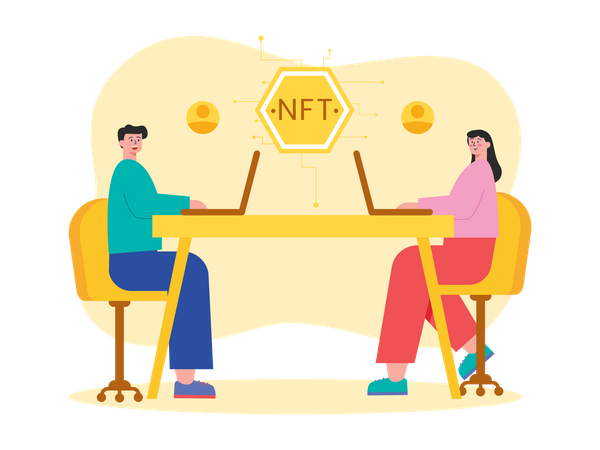 People trading NFT  일러스트레이션