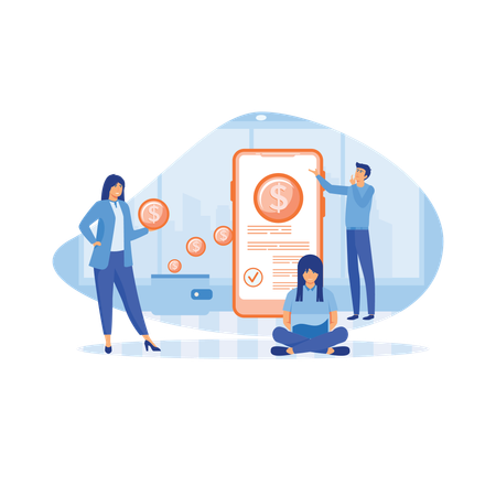 People transferring online money  Illustration