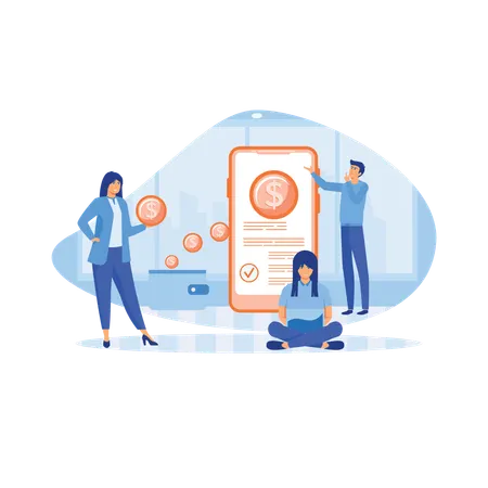 People transferring online money  Illustration