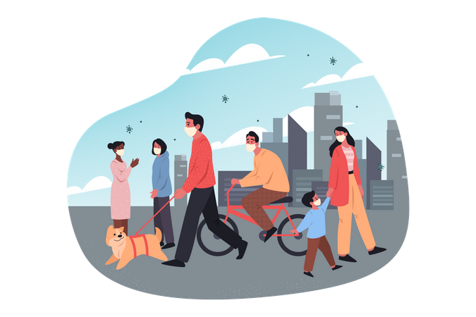 People traveling during covid-19  イラスト