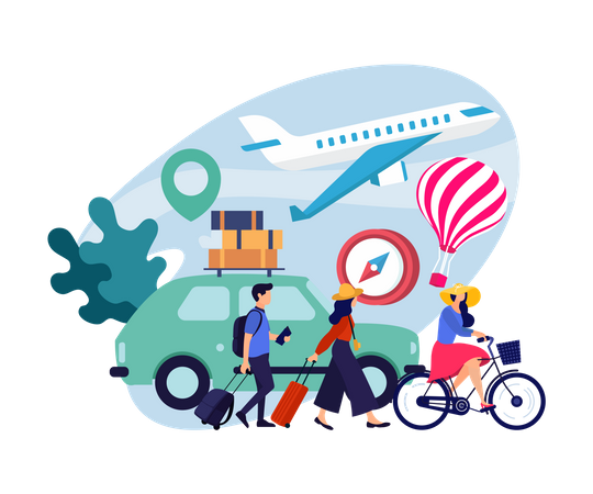 People Travelling  Illustration