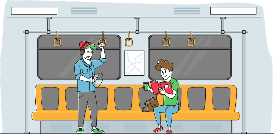 People travelling in subway Illustration