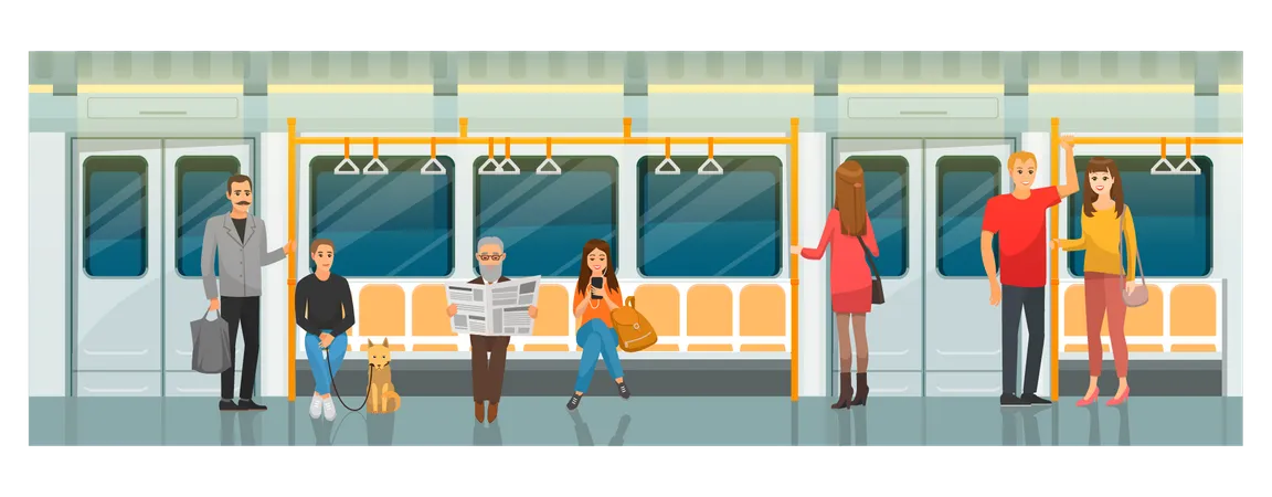 People travelling in subway  Illustration