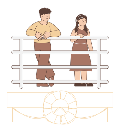 People travelling on boat  Illustration