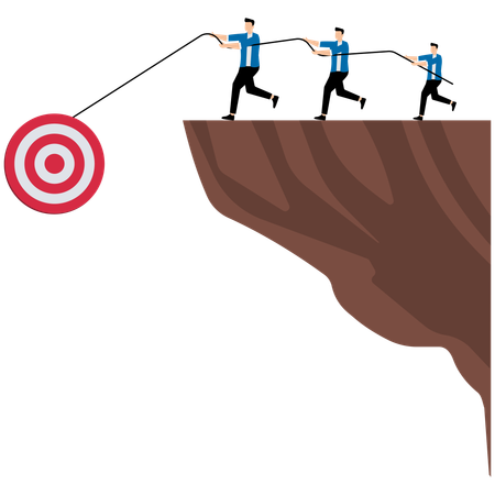 People try to pull target up cliff  Illustration