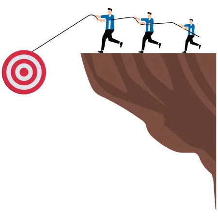 People try to pull target up cliff  Illustration