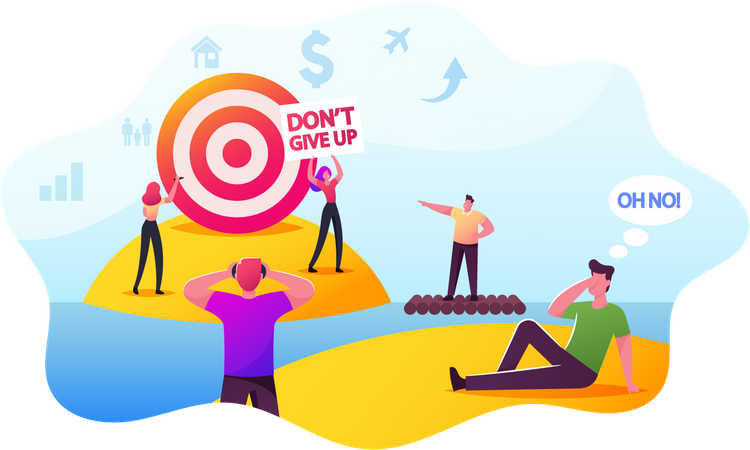 People Trying to Achieve Distant Goal Illustration