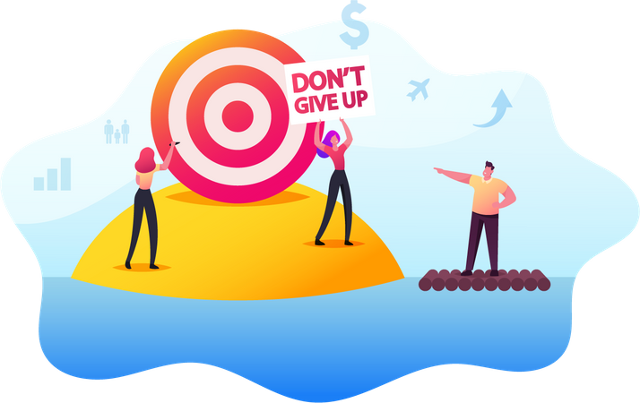 People Trying to Achieve Distant Goal  Illustration