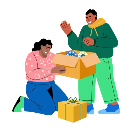 People unboxing new product  Illustration
