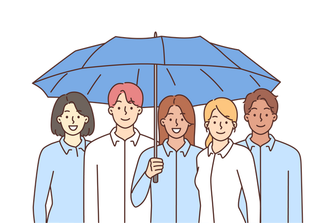 People under big umbrella  Illustration