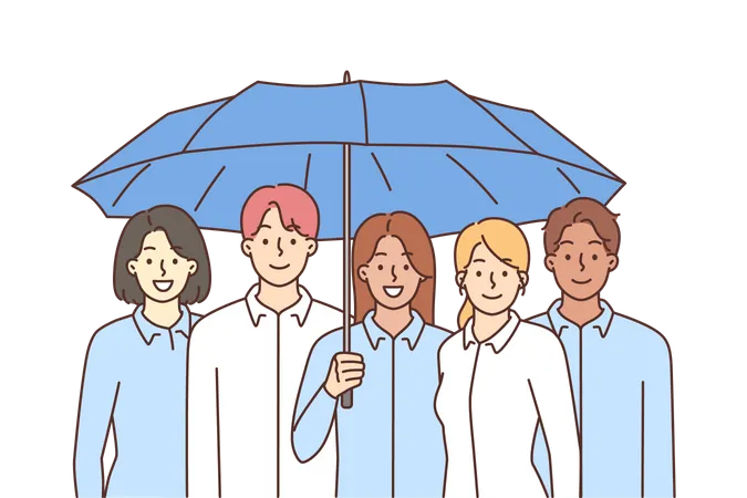 People under big umbrella  Illustration