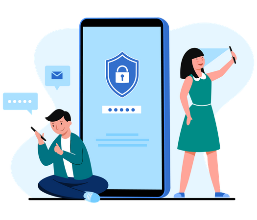 People unlocking phone  Illustration