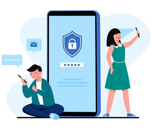 People unlocking phone  Illustration