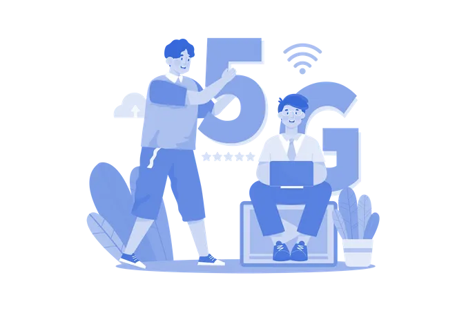 People Use 5 G Technology  Illustration