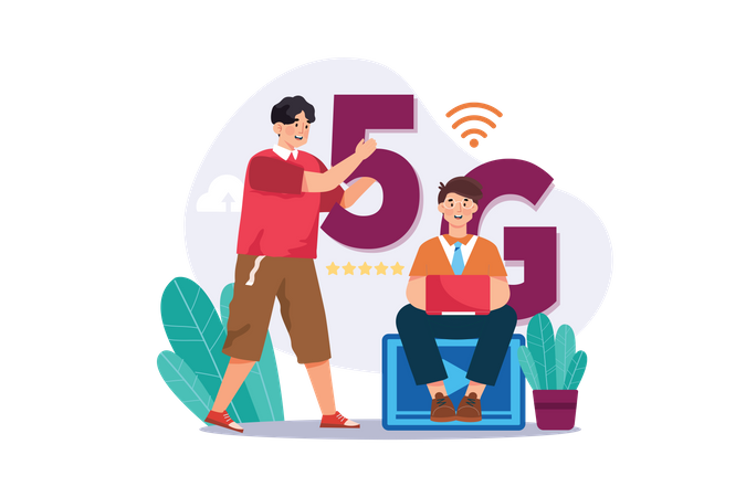 People Use 5 G Technology  Illustration