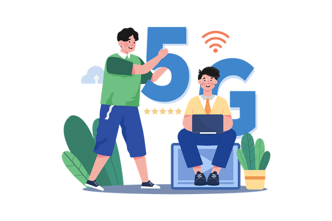 People Use 5 G Technology  Illustration