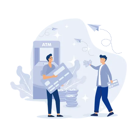 People use ATM machine  Illustration