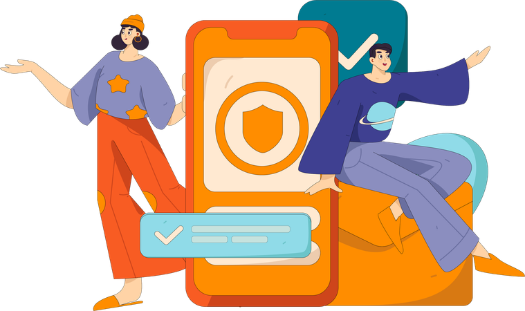 People use data security in application  Illustration
