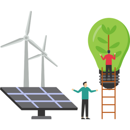 People use green lifestyle by using power of green energy  Illustration