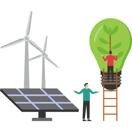 People use green lifestyle by using power of green energy  Illustration