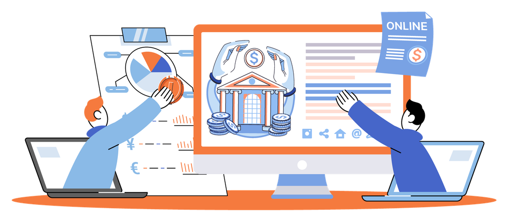 People use online banking platform for financial transaction  Illustration