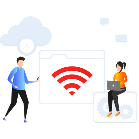 People use wifi for internet  Illustration