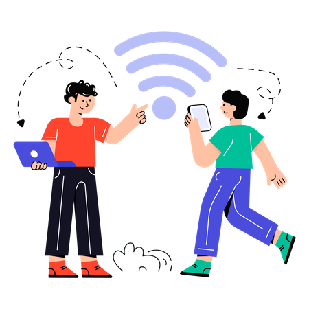 People use Wireless Connection  イラスト