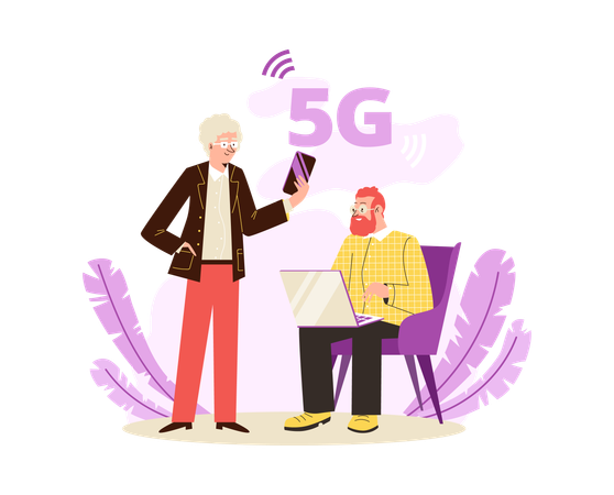 People using 5G internet technology  Illustration