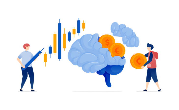 People Using AI Brains Powered by Financial Data  Illustration
