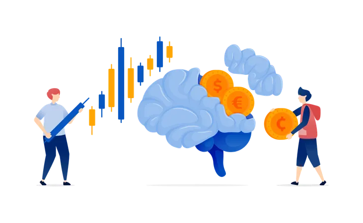 People Using AI Brains Powered by Financial Data  Illustration