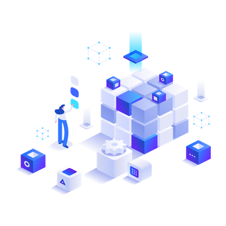 People using blockchain technology  Illustration