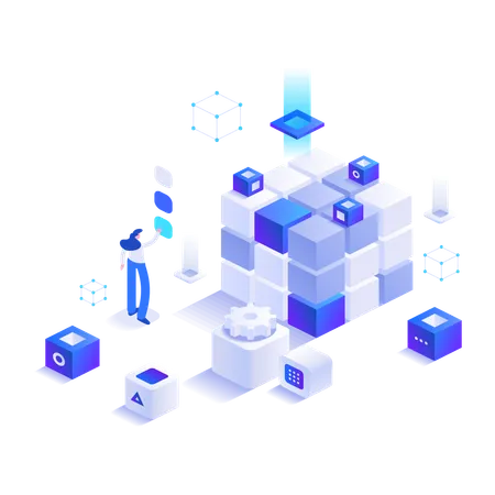 People using blockchain technology  Illustration