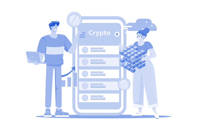 People Using Blockchain Technology  Illustration