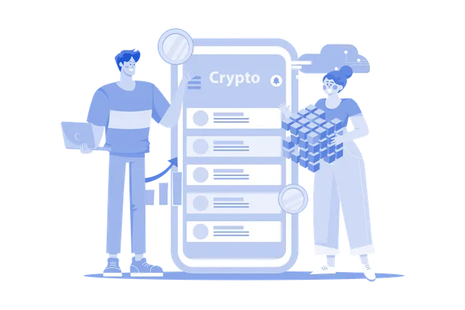 People Using Blockchain Technology  Illustration