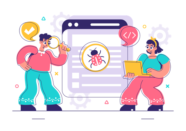 People using bugs Tracking Tool  Illustration