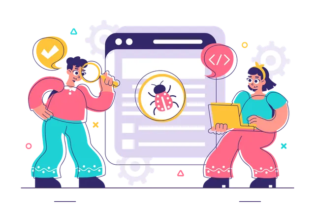People using bugs Tracking Tool  Illustration