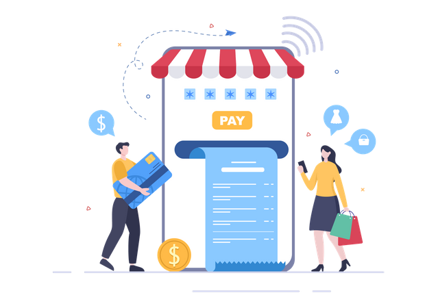 Online Shopping Payment  Illustration