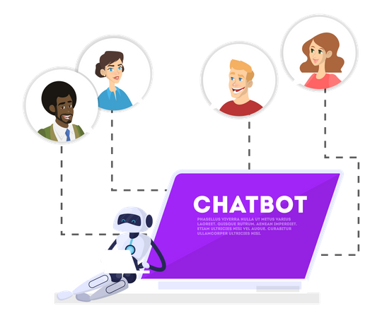 People using chatbot service  Illustration