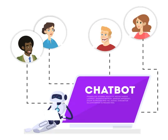 People using chatbot service  Illustration