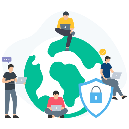 People Using Cyber security  Illustration