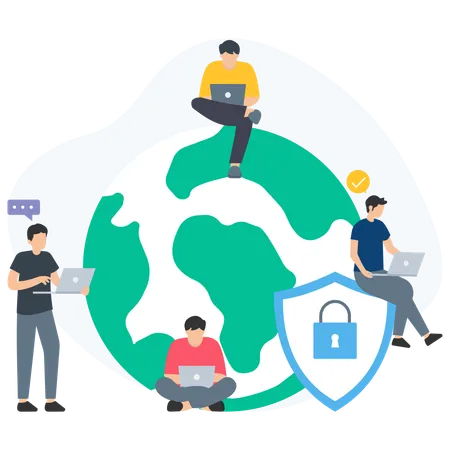 People Using Cyber security  Illustration