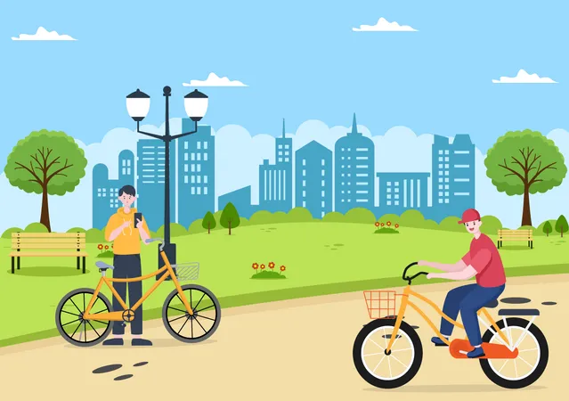 People using cycle  Illustration