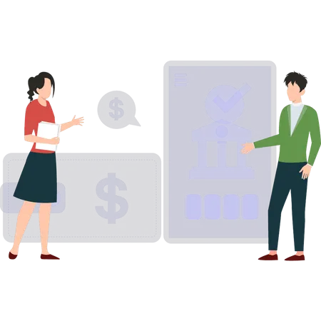 People using digital banking features Illustration