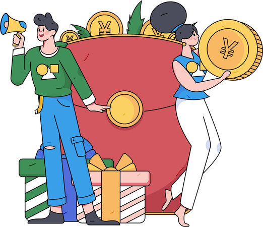 People using digital wallet  Illustration