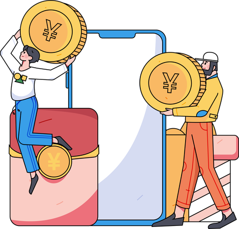 People using digital wallet  Illustration