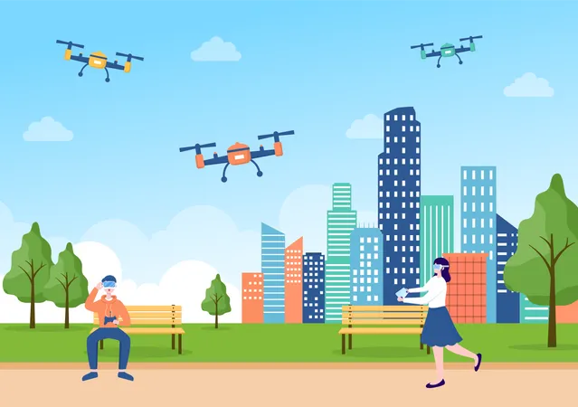 People using drone for photography  Illustration