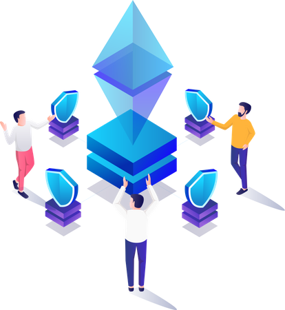 People using ethereum blockchain  Illustration