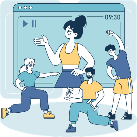 People using Fitness app  Illustration